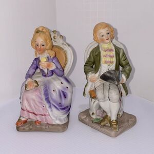 Vintage FBIA Fine Porcelain Hand Painted Colonial Couple Figurine Made InTaiwan
